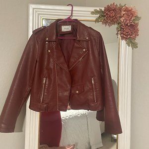 Faux Leather Burgundy Moto Jacket